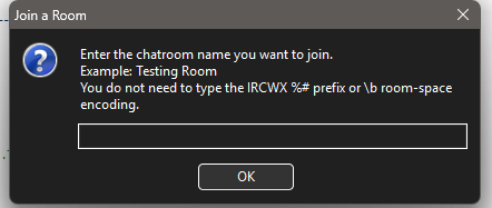 The Join Room prompt lets you enter a room name directly.